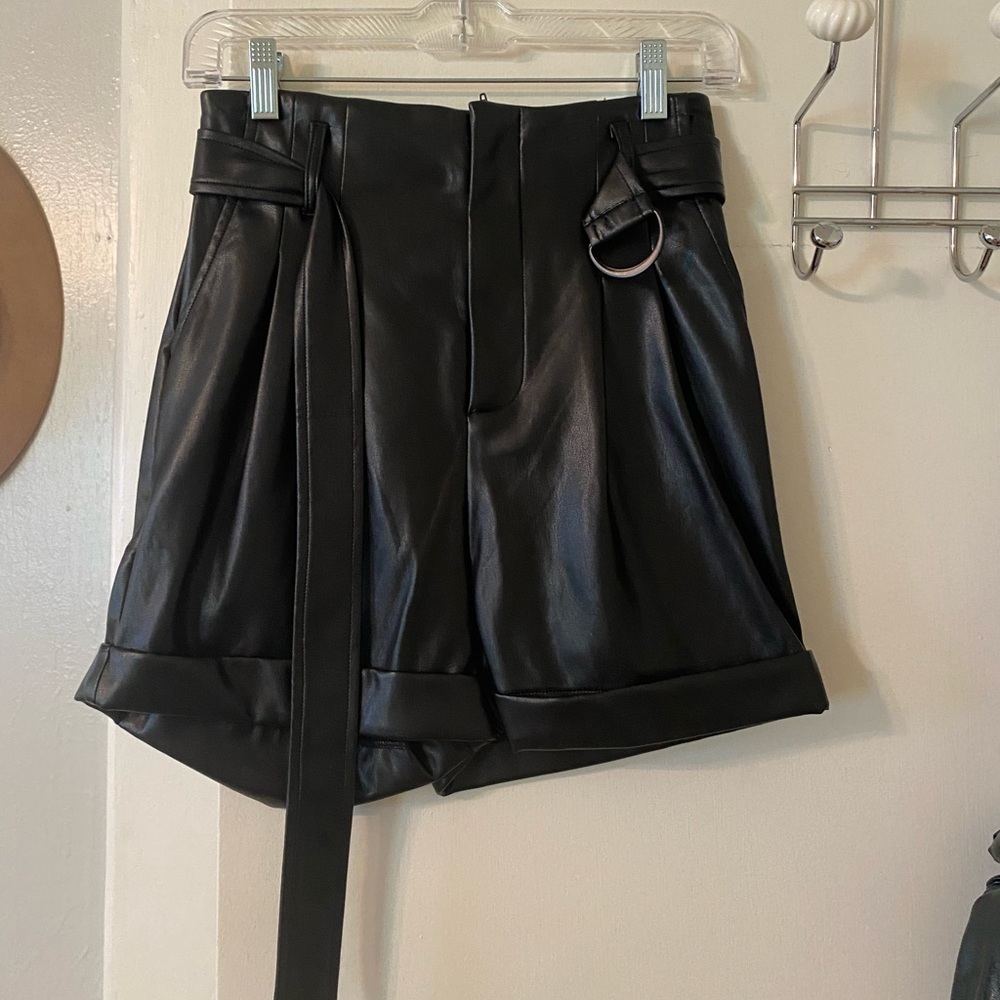 Faux leather shorts